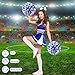 Hanaive Cheerleading Pom Poms and Large Cheerleader Hair Bow 12 Inch Large Metallic Cheer Cheerleader Pom Poms for Sports Team Spirit Cheering(Blue and Silver, White,Glitter and Matte)