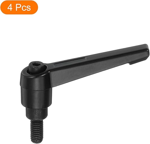 Miniatura 84 de uxcell 4 perillas ajustables M8 x 0.630 in, rosca macho, botón de trinquete de liberación rápida, perno giratorio para maquinaria de torno