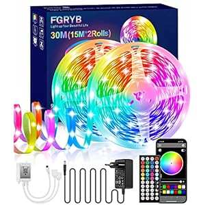 LED Strip 30M RGB Streifen – Led Band mit Musik Sync Farbwechsel Led Lichterkette mit Fernbedienung & Bluetooth App…