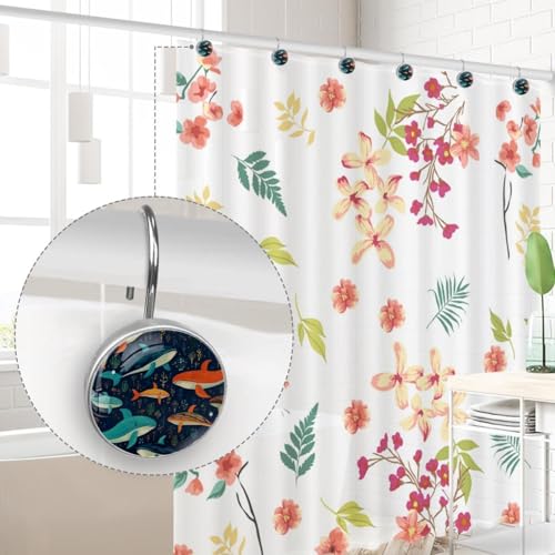 Ganchos de cortina de ducha con ballenas de colores para un baño infantil y alegre 5