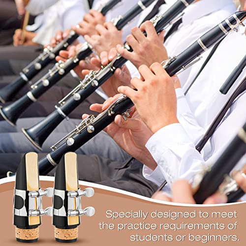 Image of 2 Sets Clarinet Mouthpiece kit Reeds 2.5 Mouthpiece Kit with Ligature Plastic Cap Bb accessory ligature Strength Reeds for Clarinet Use Replacement Supply