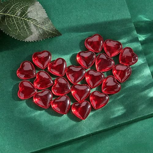 Image of QINJIEJIE 20 PCS Glass Red Heart Crystal Healing Crystals Cute Stones Pocket Healing Palm Love Bulk Set Wholesale Reiki Energy Balancing Meditation Mother's Day Gifts for Women