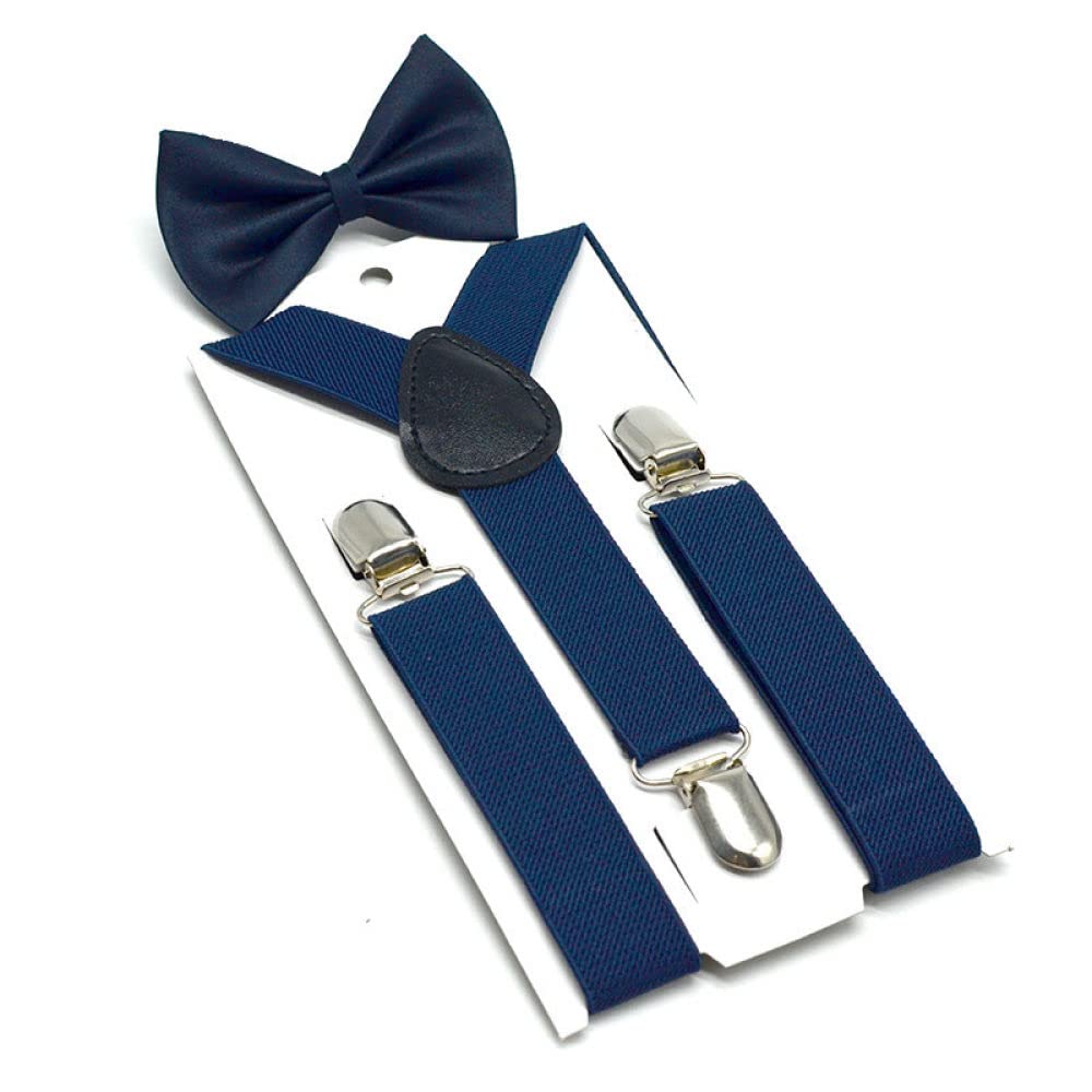 Hosenträger für Herrenhosen Hosenträger Kinder Hosenträger Set Hose Hochzeit Baby Jungen Mädchen Hosenträger Fliege Gurt 65Cm * 2,5Cm(Navy)