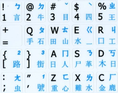Chinese - English Non-Transparent Keyboard Labels Layout Black Or White Background (14X14) For Desktop, Laptop And Notebook (White Background) #TOP3