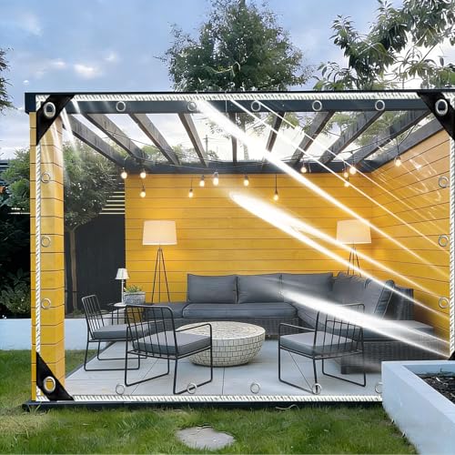 Lona transparente con ojales de 1.5x1.6m impermeable blanca para balcón 2