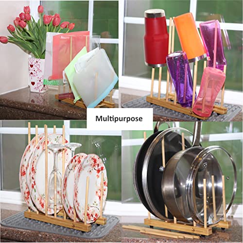 Altcooking Hub Bamboo Plastic Bag Drying Rack & Bamboo Bottle Brush - Multipurpose Dish Drying Rack For Silicone Reusable Bags, Baby Bottles, Water Bottles, Plates, Wine Glasses #TOP1
