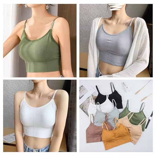 Image of Kaththai Women Cotton Padded Wire-Free Sports Bra with Adjustable Straps Soft Padded Push-Up Bra for Yoga, Fitness (Free Size Bra Fit Up to 28,30,32,34)