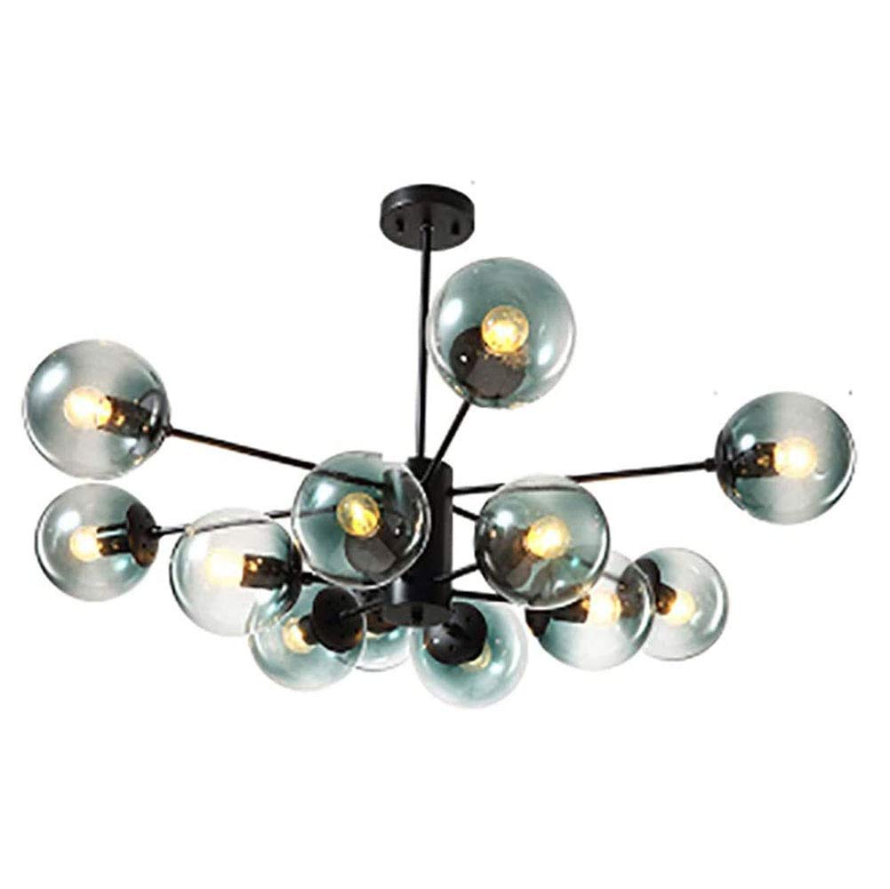 Modern Sputnik Glass Globe Chandelier Nordic Plating Magical Molecular Shades Ceiling Light Mid Century Pendant Lighting for Kitchen Living Room Blue 12 Lights
