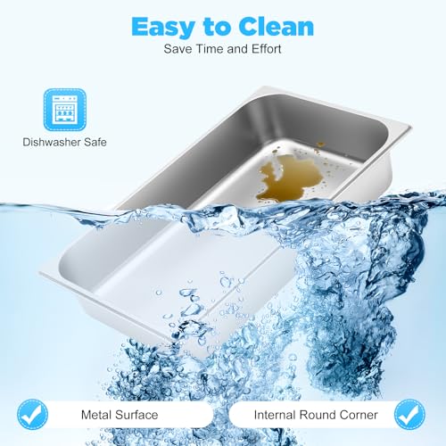 HOARLICN 4 Stück Chafing Dish Speisenwärmer, Edelstahl Warmhaltebehälter Mit Deckel Gastronormbehälter Edelstahl Für Buffet Catering Rechteck Chafing Dish – Bild 3