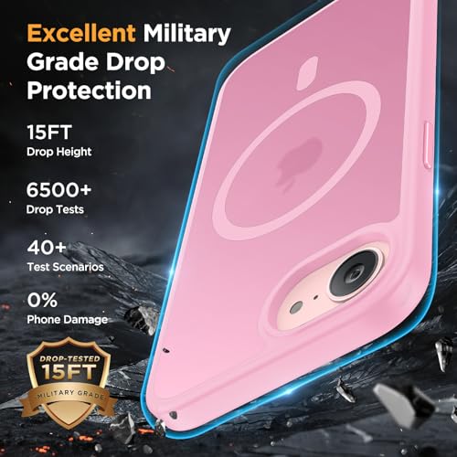 Image of Miracase for iPhone 16e case & iPhone 17e Case for MagSafe [with 2x9H+ Screen Protectors] TOP Military-Grade Protection Shockproof with Velvet Touch for iPhone 16e /17e Phone Case 6.1 inch, Matte Pink