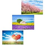 MISITU 3er-Pack mit 150-teiligen Mini-Puzzles für Erwachsene, kleine knifflige, herausfordernde Kunstfertigkeit für Erwachsene (Kirschblüten)