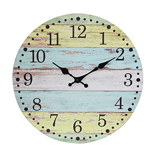 Stonebriar Vintage Farmhouse 14 Inch Round Battery Operated Hanging Wall Clock