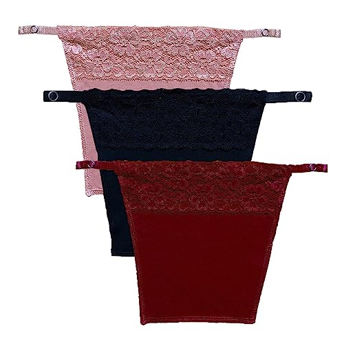 Image of Cotton Clip-on Mock Lace Camisole for Women,Deep Neck Cleavage Cover Cami Secret