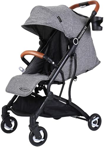 Bambino Traveller LX Lightweight Stroller, Grey, Birth to 4 Years, One-hand Fold, 5-point Harness, 7.1kg