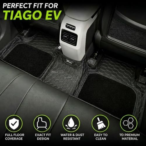 Image of EV MASTER 7D Car Floor Mats for TATA Tiago Hybrid (2026 Onwards) Complete Set | All Weather | Anti-Slip | Luxury Premium Car Mat | Full Coverage | Custom Fitted Car Foot Mats