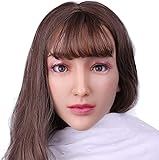Minaky Soft Silicone Realistic Female Head Mask Hand-made Face for Crossdresser Transgender Costumes Disguise 3G（No.2）