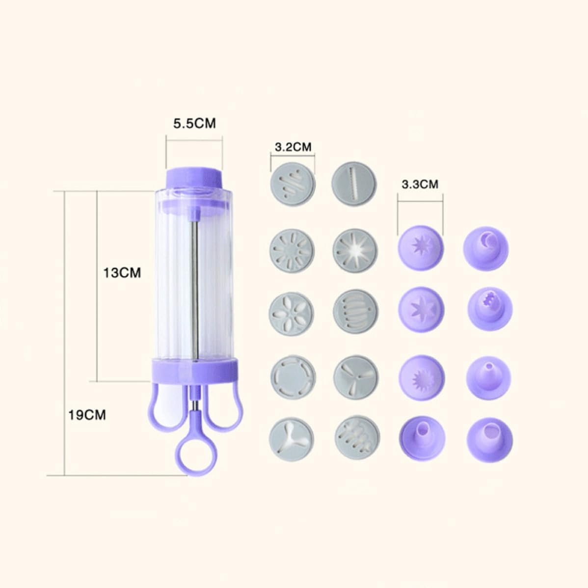 Purple Cookie Press Kit for Baking with 8 Tips