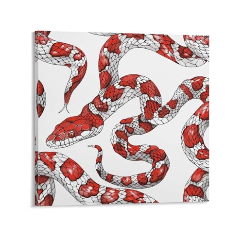 Toile murale abstraite serpent rouge pour salon moderne | Cadre 60x60