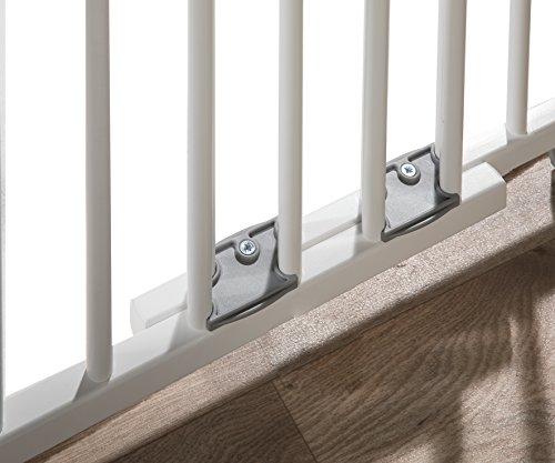 Geuther - Treppenschutzgitter ausziehbar 2733+, für Kinder/Hunde, Schrauben/Klemmen am Geländer, verstellbar, Holz, weiß, 67 - 107 cm, TÜV geprüft - 7