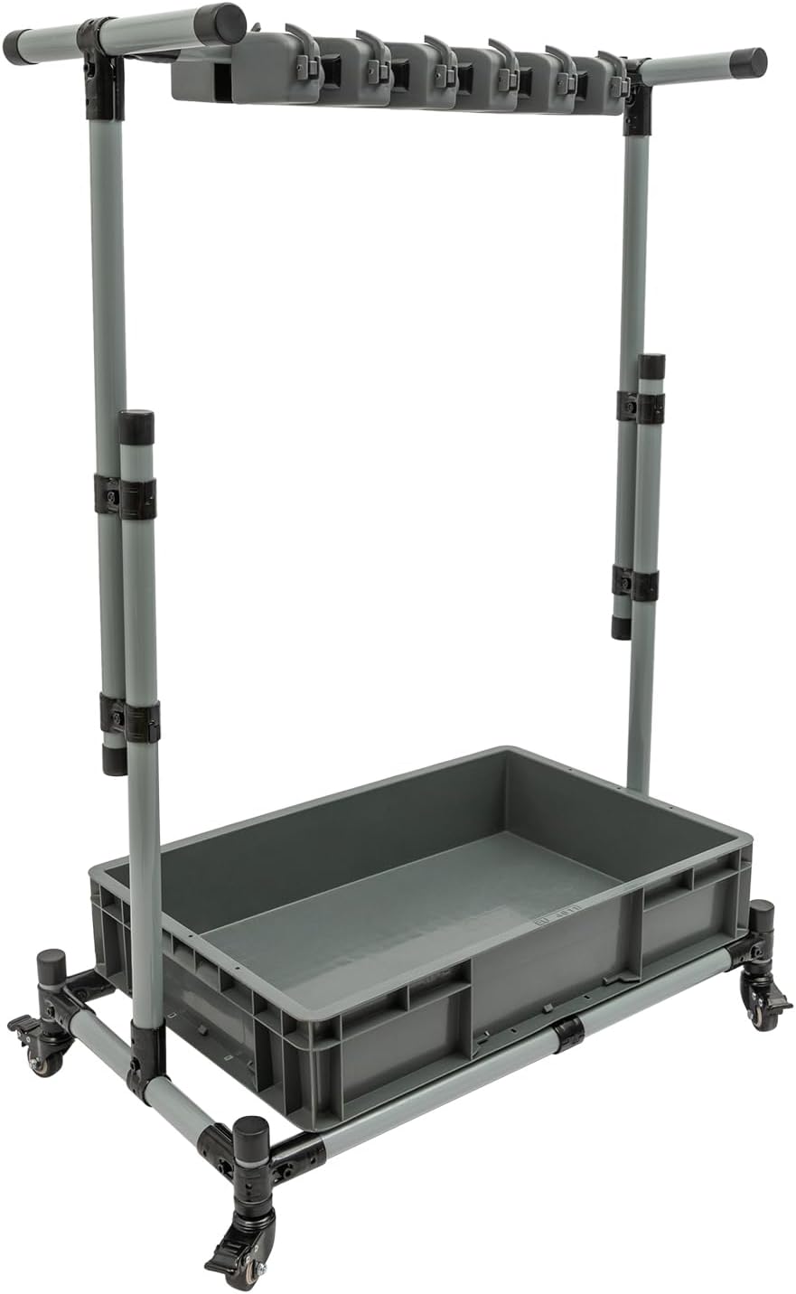 Garden Tool Organizer, 10 Slots with Hooks, Movable Floor-Mounted Mop Rack Floor Standing Cleaning Tool Cart Storage for Garage Organization and Storage, Hold Long-Handled Tool/Rake/Broom (Style 1)