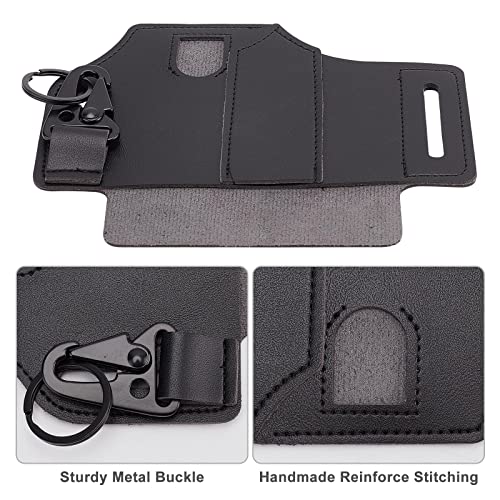 Image of GORGECRAFT Leather EDC Pocket Organizer for Men Leatherman Pen Holder Sheath Key Fob Flashlight Sheath Holster EDC Leather Pouch Multitool Sheath for Belt（Black）