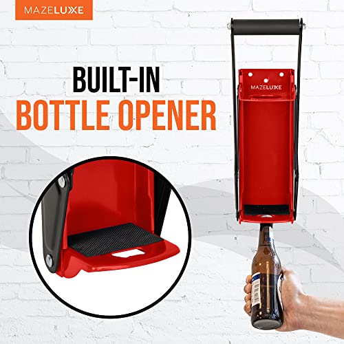 Can Crusher With Built In Bottle Opener – Wall Mounted – Hand Operated – Manual – Crushes Aluminum Cans And Plastic Bottles Up To 16 Oz By Mazeluxe #TOP4