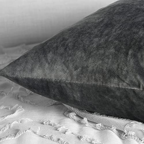 Image of HPD Half Price Drapes Cushion Cover 18 x 18 Heritage Plush Velvet - VPYC-198595-CC18PR - Pair, Pepper Grey