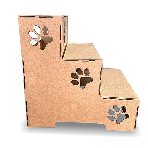 Escada Madeira 3 Degraus Para Pet 45cm Mdf Cachorro E Gato