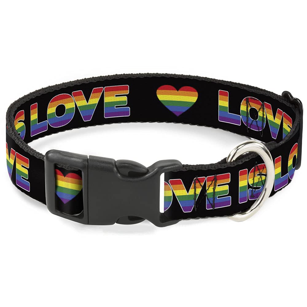 Collier chien arc-en-ciel noir réglable avec boucle plastique solide