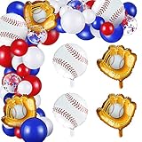 144 Pieces Baseball Garland Baseball Balloon Baseball Party Decorations Arch Kit Baseball Ball Glove...
