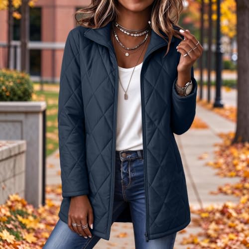 Quilted Jackets for Women Lightwight Fall Winter Mid Length Padded Coats - image 2