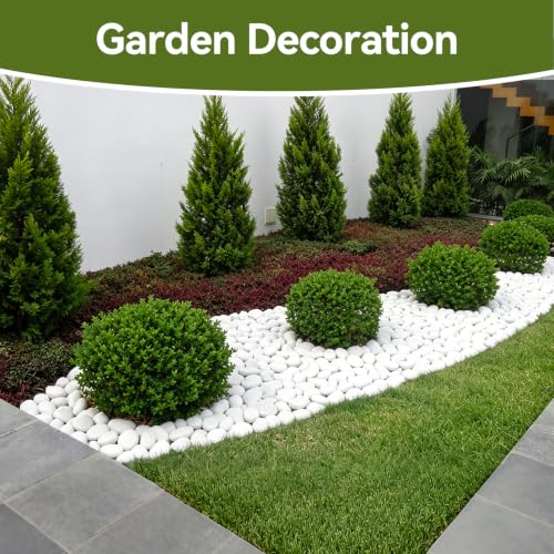 Image of Pulovin 40 lbs White Rocks for Landscaping, 3-4 Inch White River Rocks | Large White Rocks for Plants, Decorative Polished Stones for Garden, Walkways, Yard, Plants Pots, Vases, Crafts