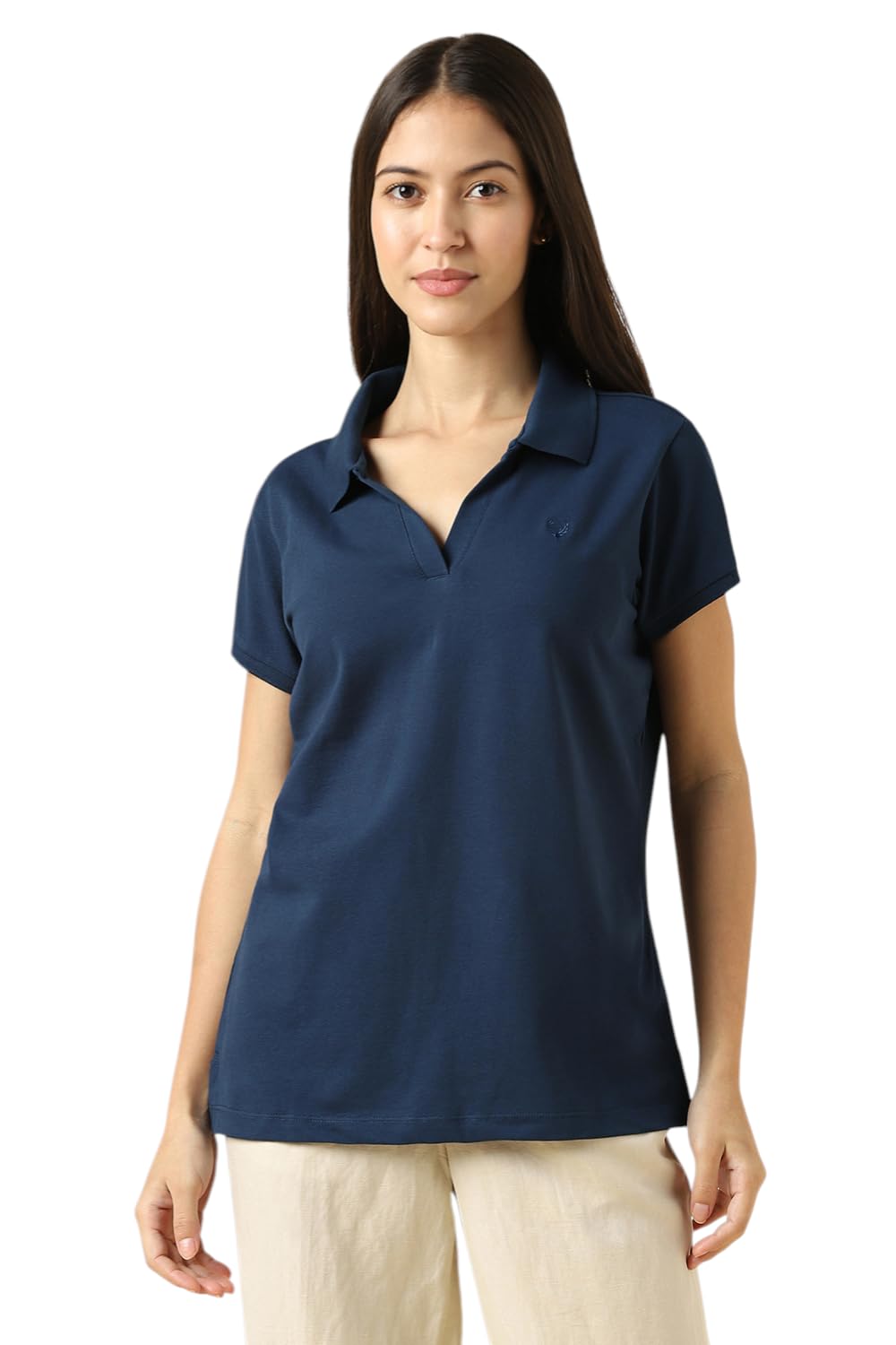 Allen Solly Women Cotton Classic Fit Solid Polo Without Button-picture-40