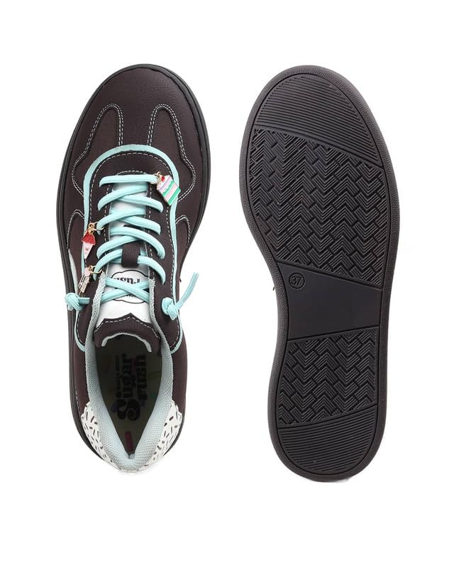 Image of Bacca Bucci Sugar Rush Women's Casual Sneakers | Lace-Up Low-Top | Mesh & Synthetic Upper | Playful Lace Charms | Grippy Rubber Cupsole | Walking