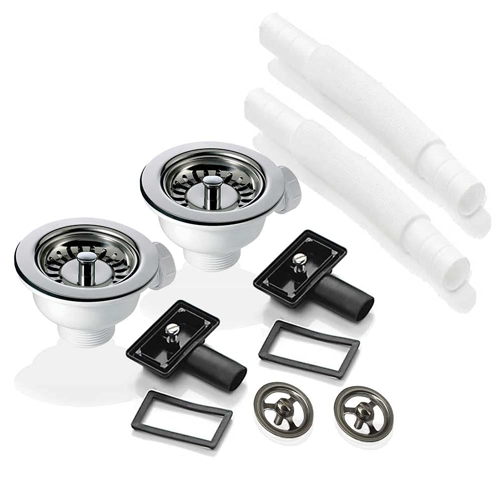 Astini Chrome 2X 90Mm Waste, 2X Overflow For Rak, Rangemaster Ceramic Sink