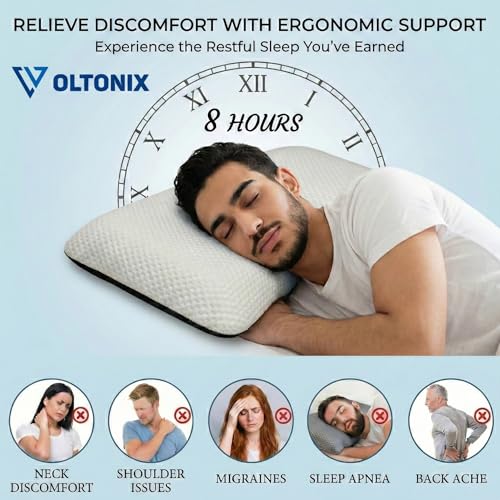 Image of Blairmore Memory Foam Pillow,nek Pillow,Orthopedic Memory Foam Pillows Supports Neck Pain and Shoulder Pain for Sleeping, Ergonomic Cervical Pillow (White+milange Grey)