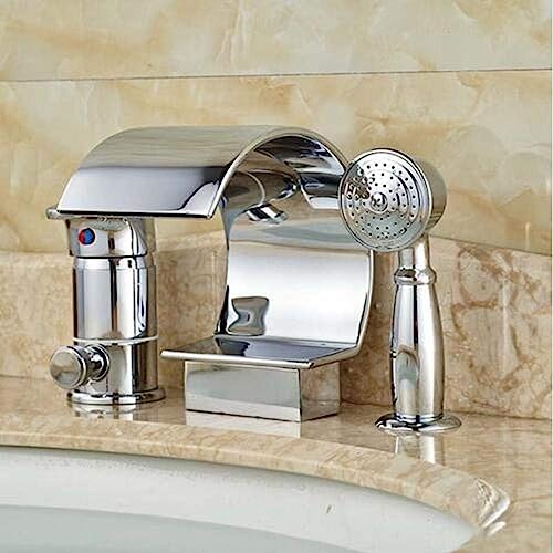 Robinet de baignoire de luxe en laiton chromé et cascade en C - 7