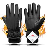 [KELEVO] アウトドアグローブ 防寒グローブ メンズ 【3Mシンサレート・裏起毛・零下15℃防寒】 タッチパネル対応 滑り止め 革 厚手 暖かい 防水 防風 自転車 サイクルグローブ 登山 通勤 通学 男女兼用 (Ｌ, ブラック)