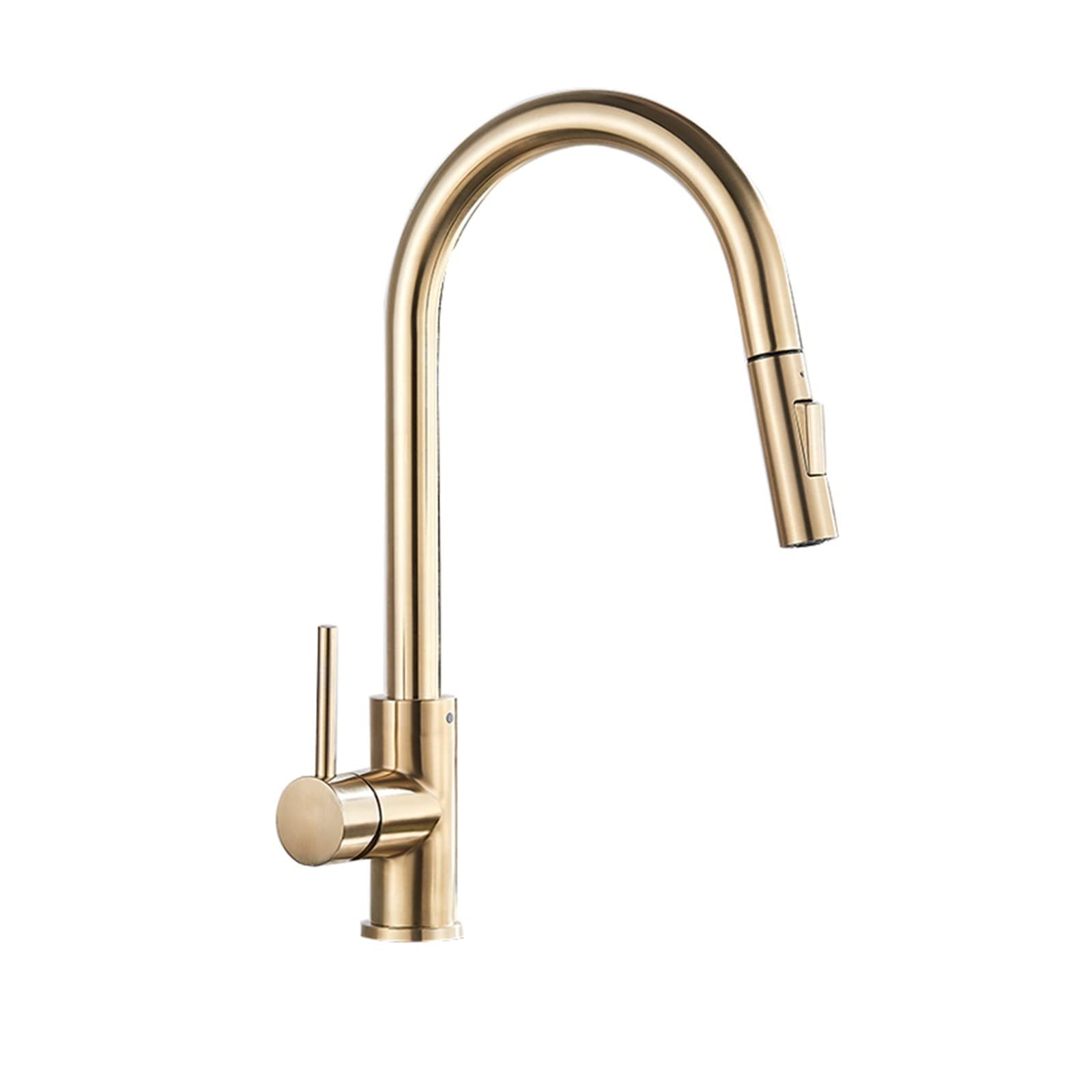 Yjyjy Brushed Golden Kitchen Taps Kitchen Faucet Pull Out Kitchen Sink Faucet Single Handle Faucet 360 Degree Rotating Sink Mixer Kitchen Tap