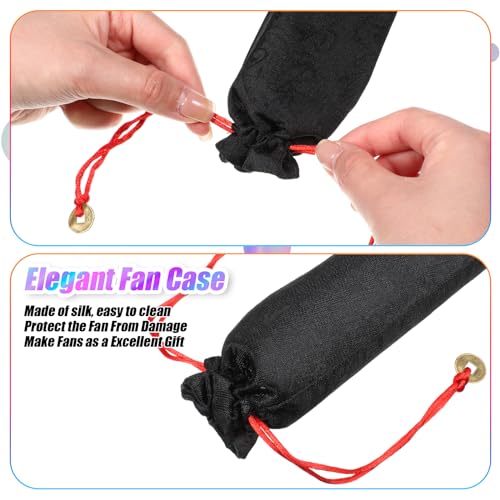 Image of Maitys Large Rave Fan Folding Handheld Fans 13'' Clap Fans for Line Dancing Clack Fan Holographic Festival Accessory for Martial Art Gift Performance, Includes 2 Pouch