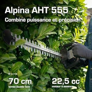Alpina AHT 555 Taille-Haie Thermique, 650 W, Lame 70 cm – Lames Doubles, Poignée Arrière Pivotante 180° (3 Positions) – pour Haies et Arbustes