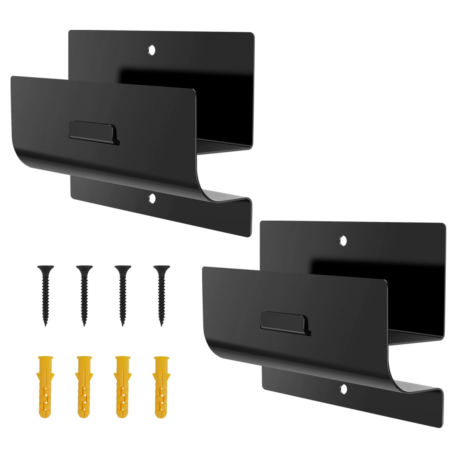 Sutowe Black 2Pcs Ladder Bracket For Garage Heavy Duty Hooks Multipurpose Wall Mount Ladder Hanger Ladder Storage Holder Sturdy Iron Ladder Wall Organizer For Shed Basement Deck