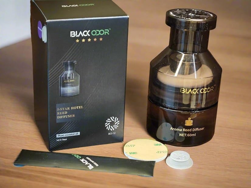 Image of BKN Premium BLACK ODOR Elegant Glass Bottle Car Perfume | Seamless Dispersion with Cotton Wick for Vehicles - Long-Lasting Dashboard Fragrance - Air Vent & Interior Aroma Diffuser (BO-12)