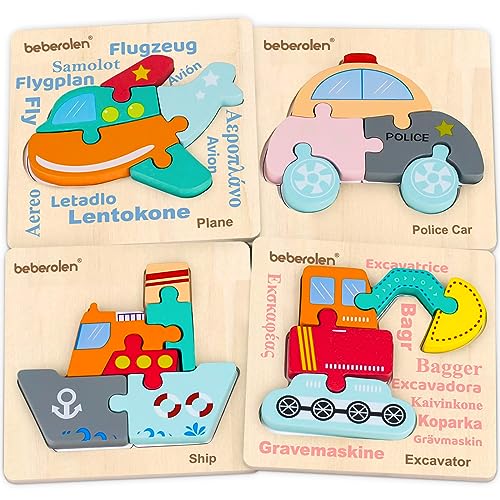 Beberolen Holzpuzzle Holzspielzeug Puzzle ab 2 und 3 Jahre, Montessori Spielzeug Lernspielzeug Geschenk f&uuml;r Kinder
