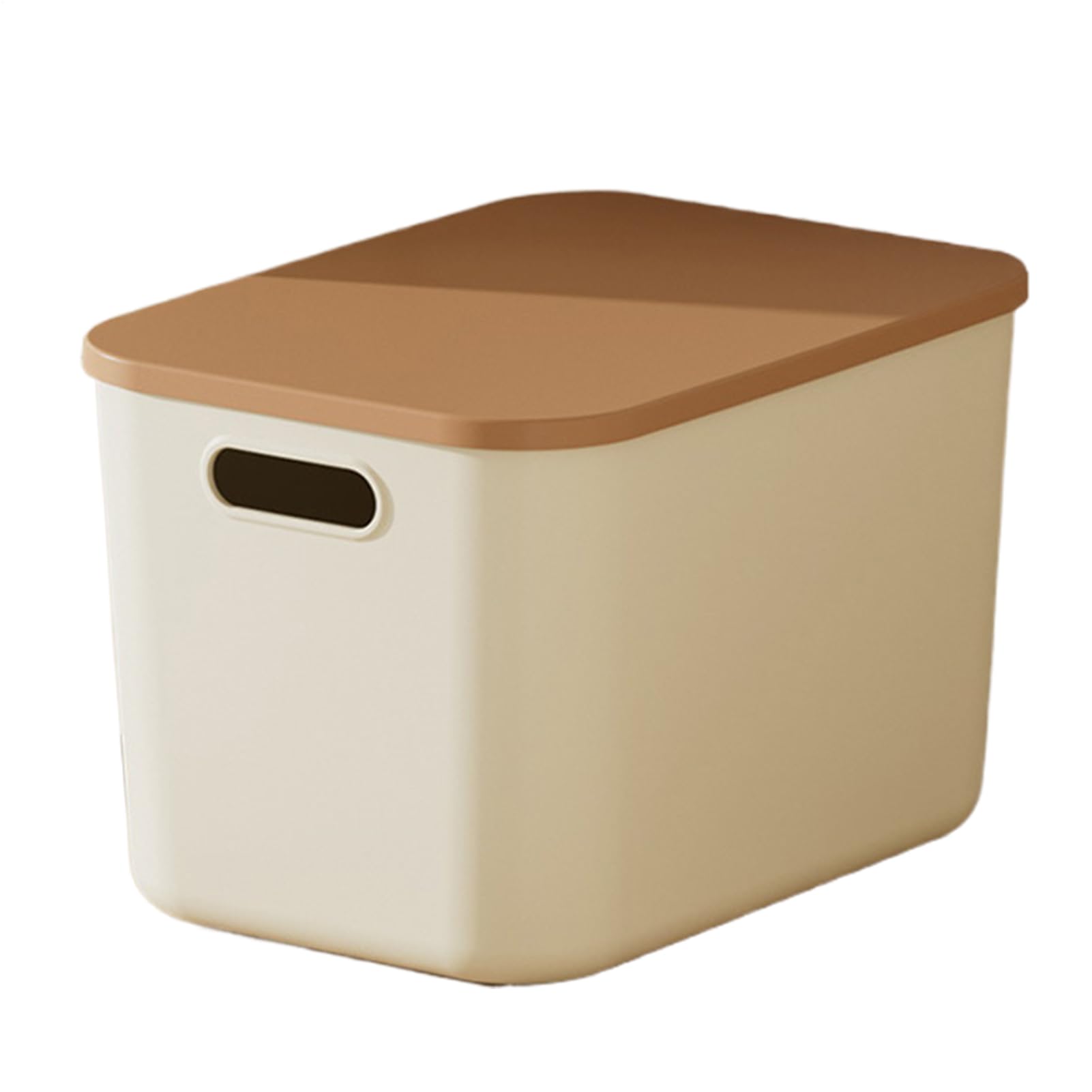 Boite de rangement beige en tissu solide et portable de taille moyenne