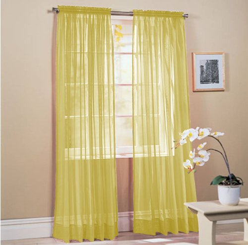 Just Contempo Slot Top Voile Panel, Cream, 59 x 54 inches