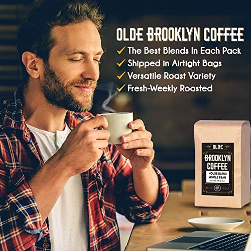 HOUSE BLEND Whole Bean Coffee- 5LB Bag For a Light-Medium Roast Coffee - Breakfast, House Gourmet, Italian Espresso-Roasted in New York