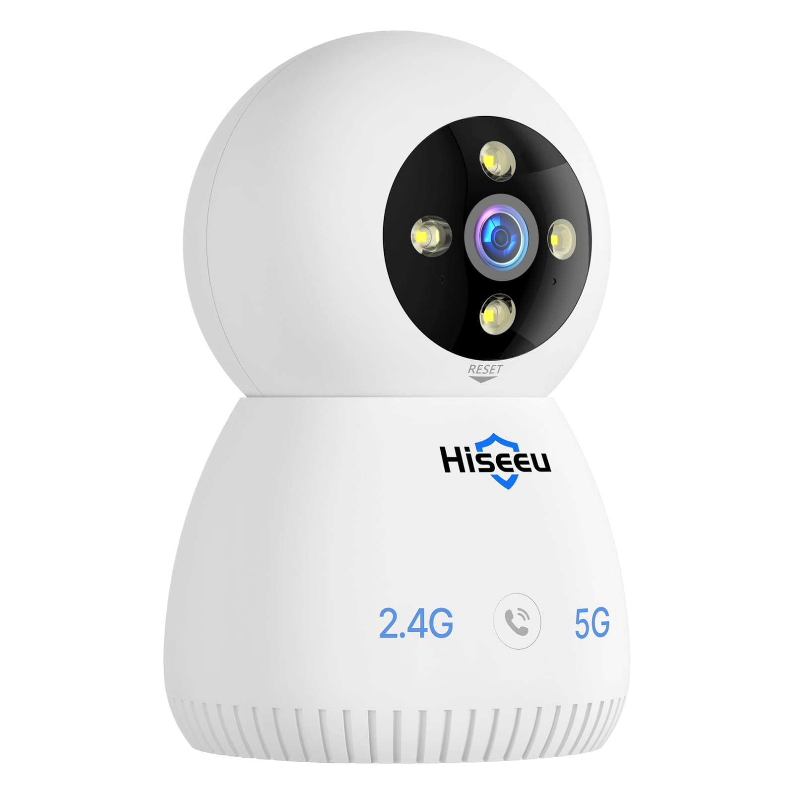 Hiseeu Indoor Security Camera, 2.4G/5G 5MP Pet Camera Baby Monitor, PTZ 360°, Auto Tracking, 2 Way Audio, Night Vision, PIR Detection, No Monthly Fee