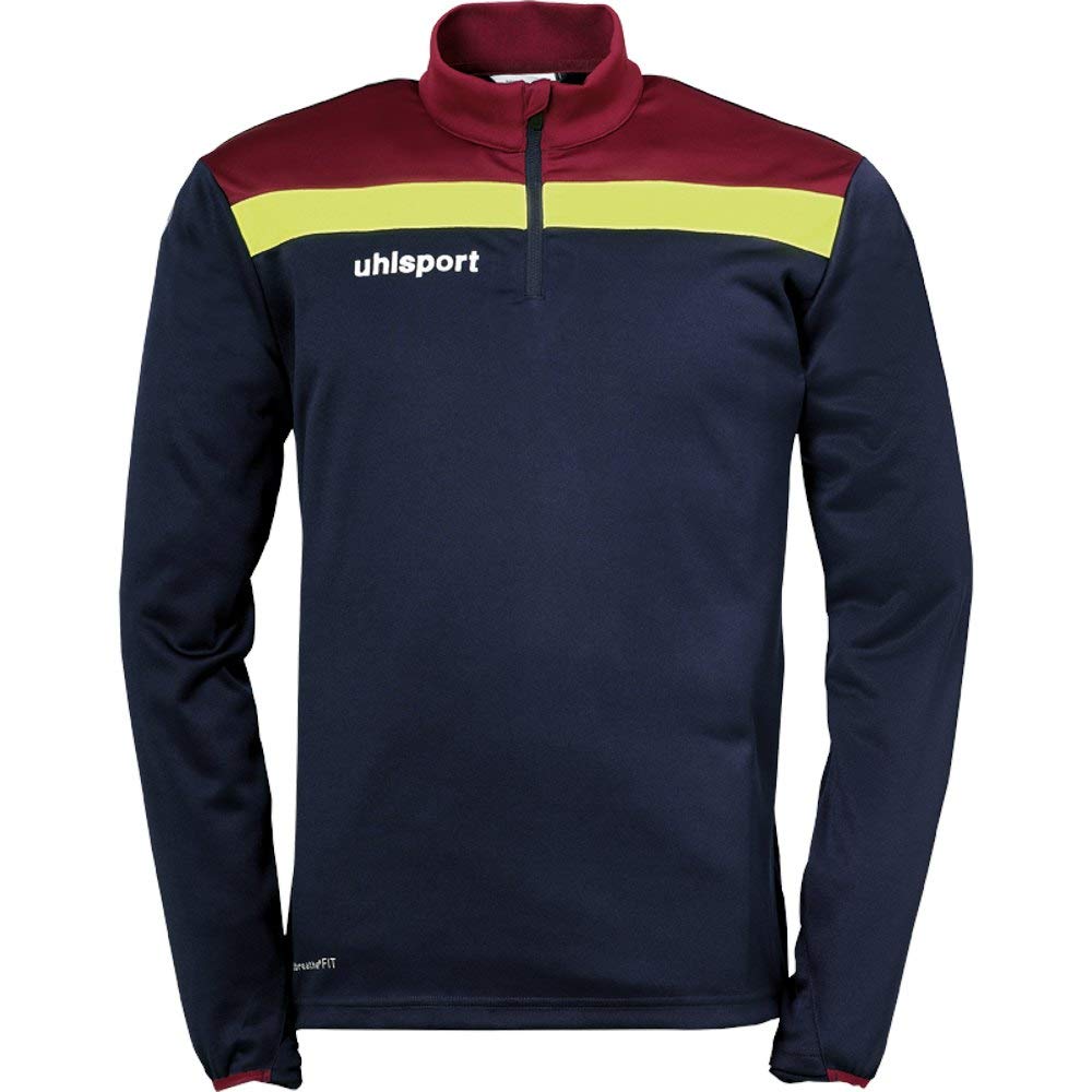 Uhlsport Offense 23 1/4 Zip Top Men's Sweatshirt - Navy/Bordeaux/Fluo Yellow, XX-Large