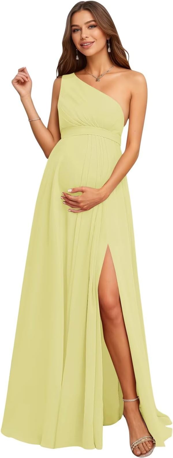 One Shoulder Maternity Bridesmaid Dresses 2025 Chiffon Baby Shower Dress for Mom to Be